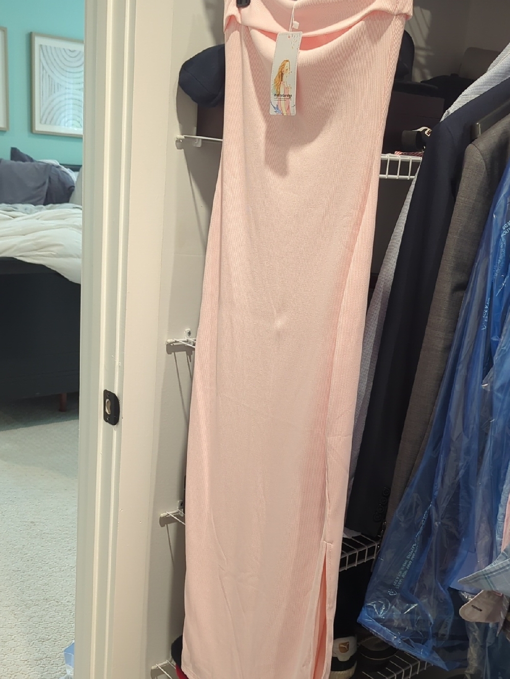 Light Pink Ribbed Maxi Dress Small